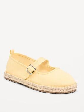 NEW! Women's OLD NAVY Buckle Mary Jane Espadrille Flats Shoes YELLOW Size 9 1/2